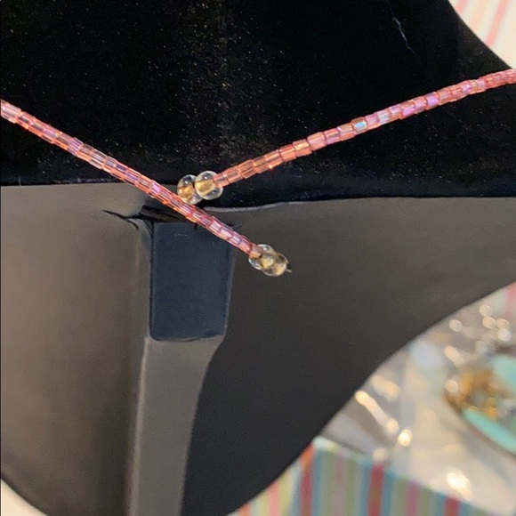 Hand beaded pink floral necklace from Europe - Picture 4 of 7